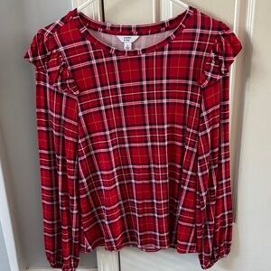 Crown & Ivy Red Plaid Blouse - Size Small  (Like new)